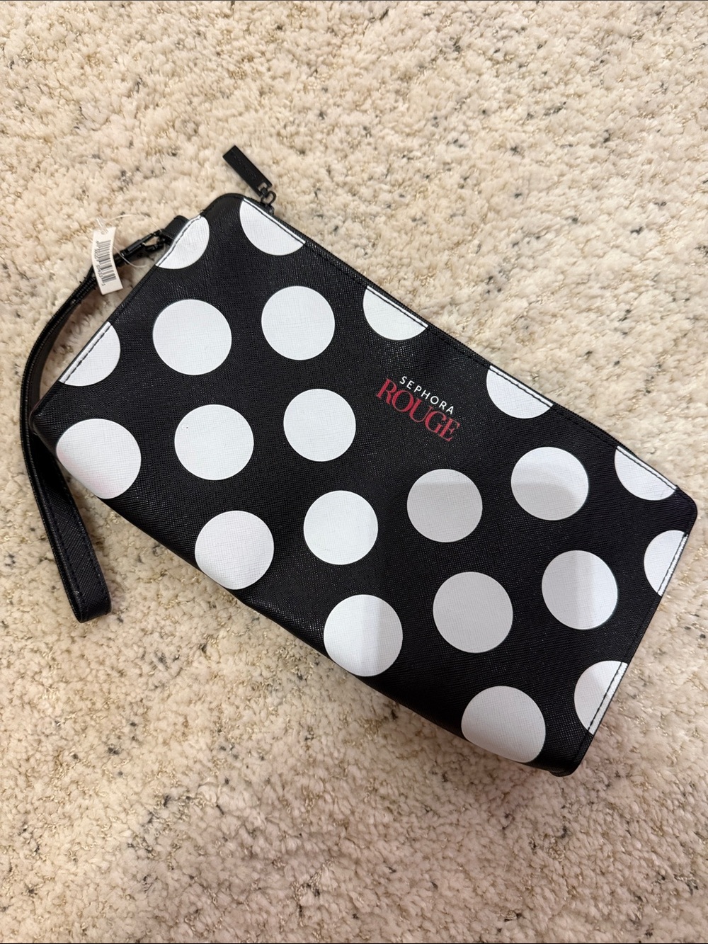 Sephora Rouge Black and White Polka Dot Wristlet Pouch
